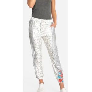 Johnny Was Mazey Geo Cargo Jogger Satin Floral Embroidered Boho Fun Size Medium